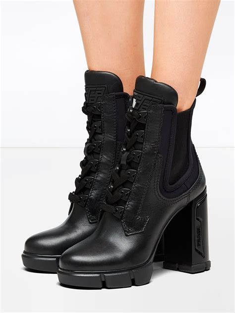 prada heel combat boots|Prada chunky heel ankle boots.